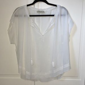 Abercrombie & Fitch White Tassel Top